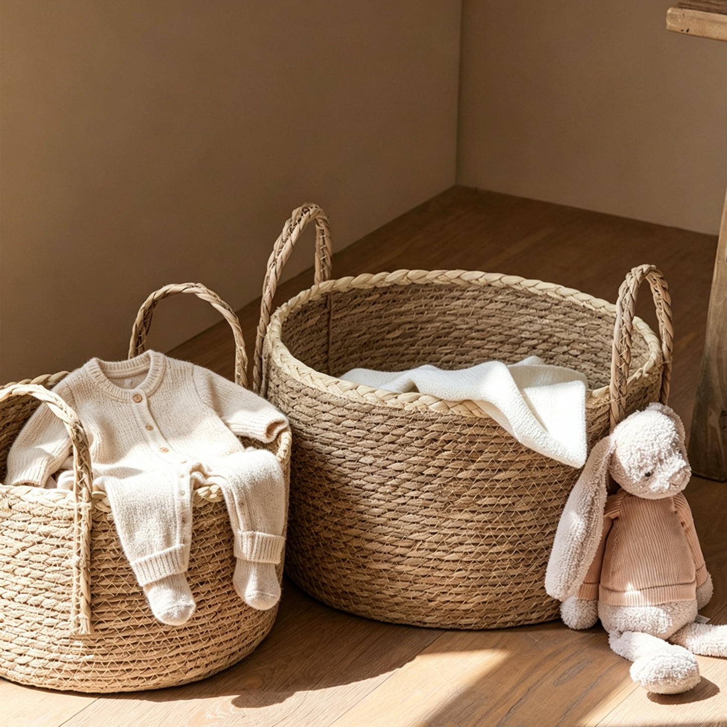 Handwoven Straw Storage Basket – Natural Grass Organizer Basket for Home Decor & Storage
