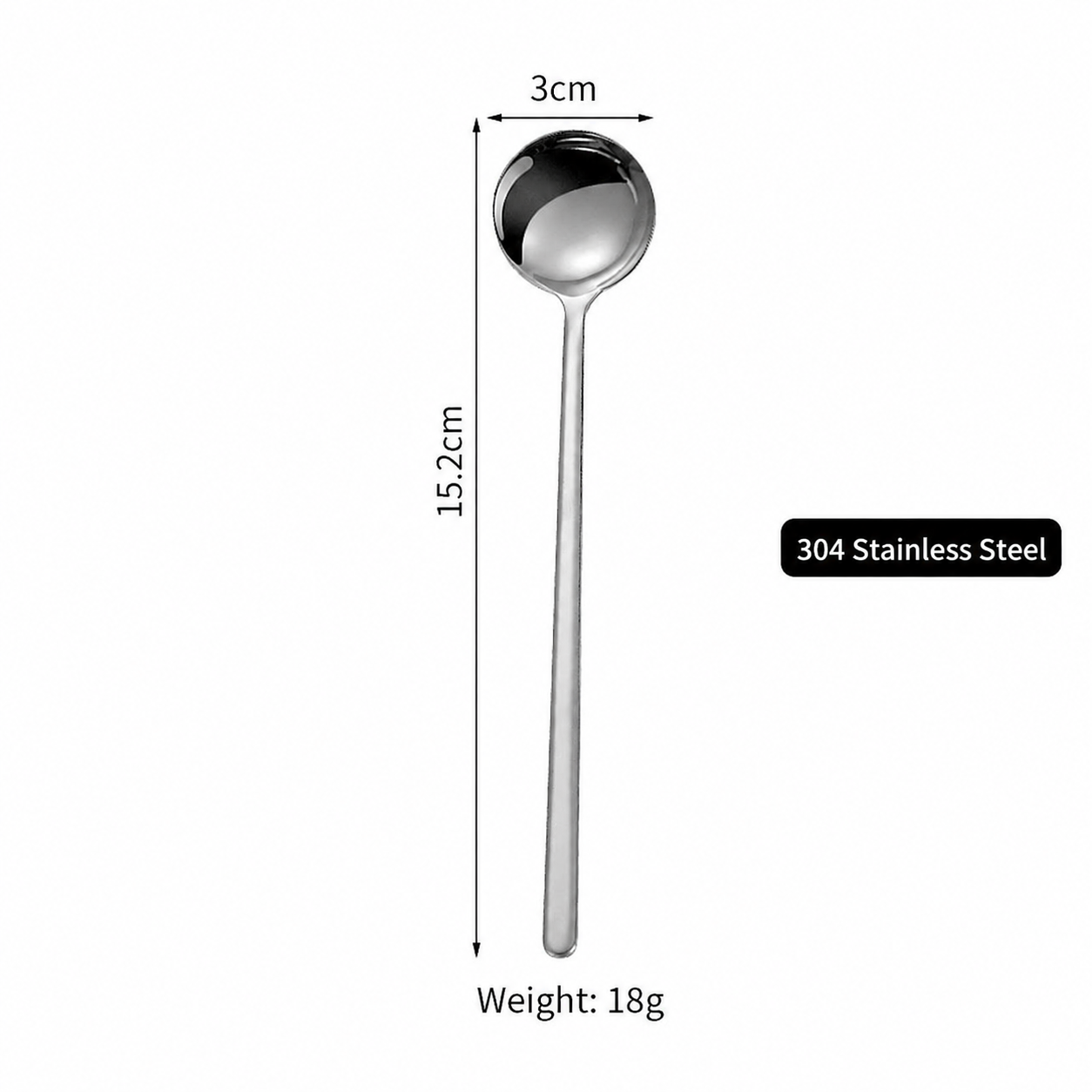 304 Stainless Steel Mini Dessert Spoon | Elegant Long Handle Coffee & Caviar Spoon