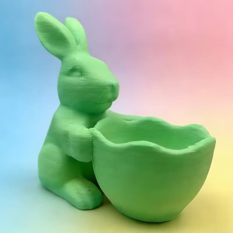 Rabbit Holding Basket Decorative Home Ornament Candy Storage Basket Figurine Tabletop Display Cute Animal Decor