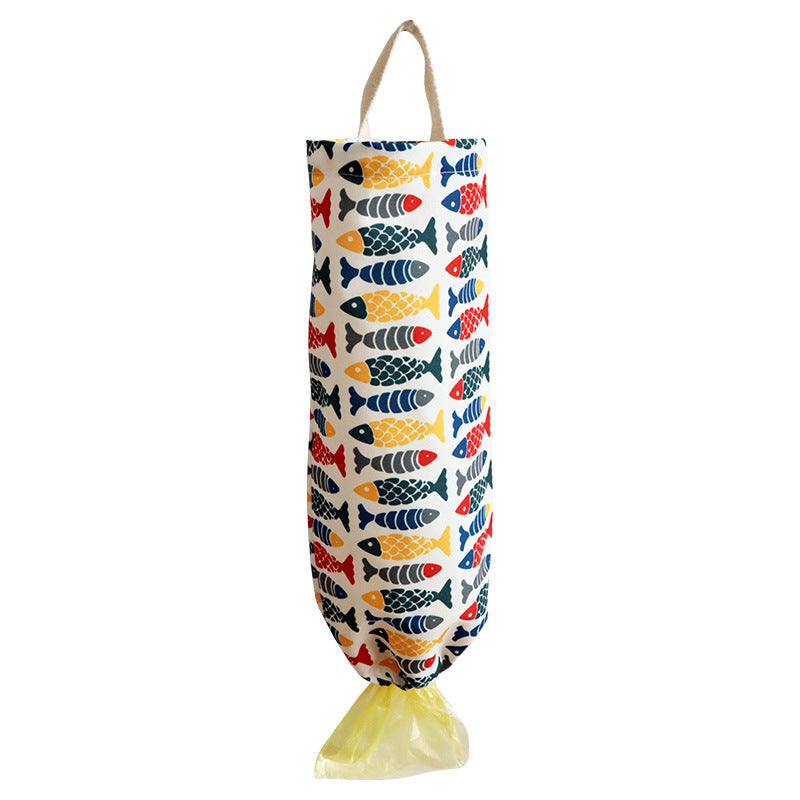 Waterproof Printed Plastic Bag Holder, Hanging Kitchen Storage Organizer Bag