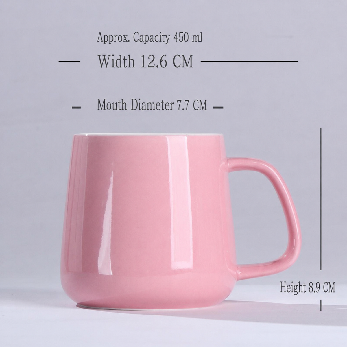 Ceramic Coffee Mug – 450ml Minimalist Glossy Coffee & Tea Cup with Handle