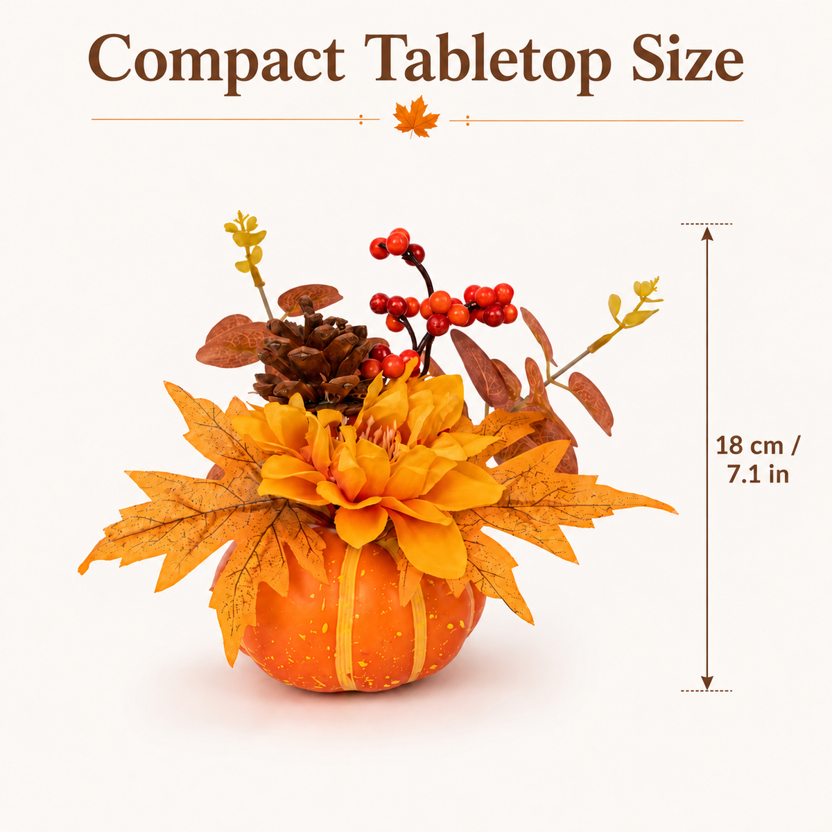 Fall Pumpkin Floral Centerpiece – Autumn Sunflower Table Decor for Thanksgiving, Harvest, Mantel and Entryway