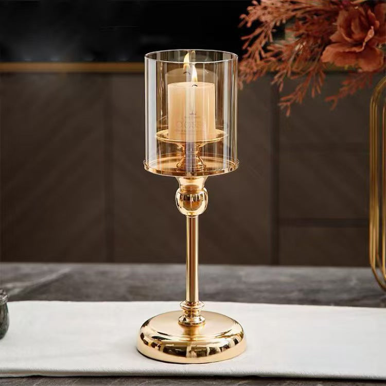 Glass Candleholder Aromatherapy Candle Decor, Alloy Accent