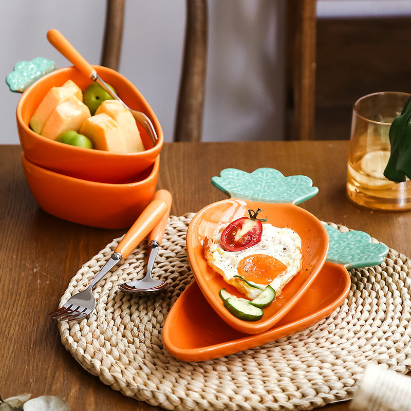 Carrot-Shaped Serving Dish – Cute Vegetable Design Bowl & Plate for Restaurant & Home Dining