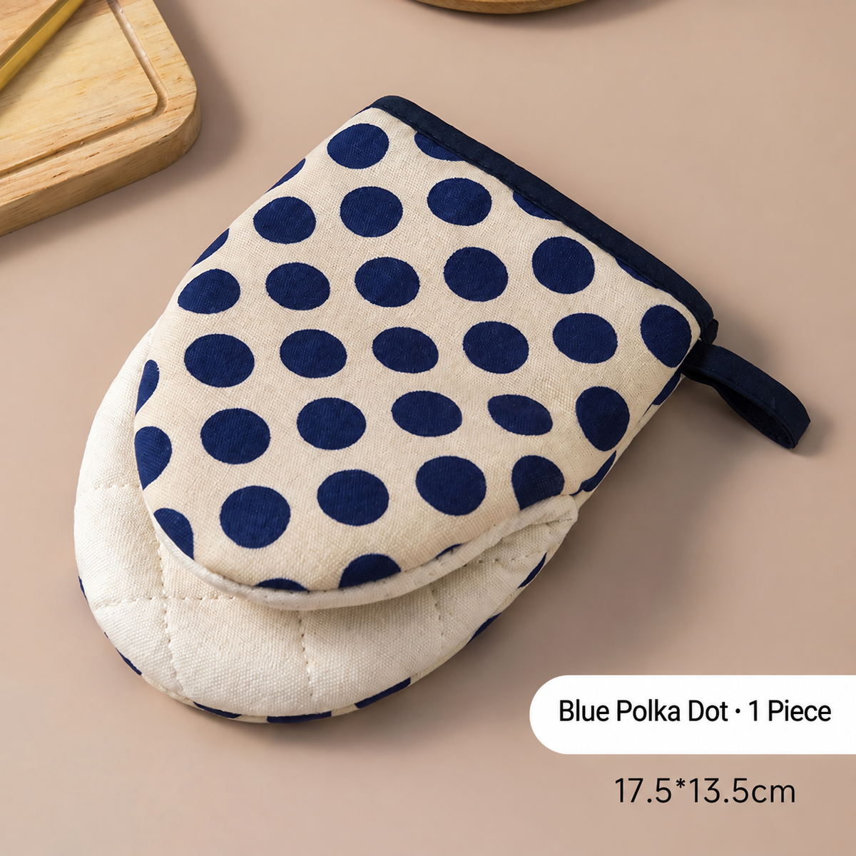 Cotton Polka Dot Oven Mitt – Heat-Resistant Padded Kitchen Glove with Hanging Loop, Red or Blue