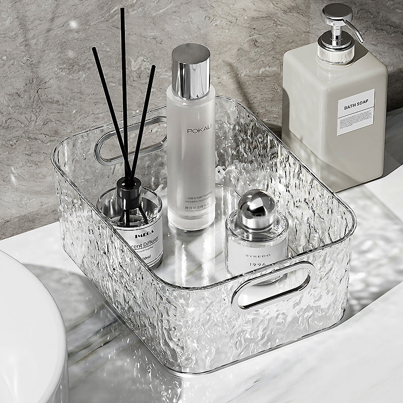 Wave Texture Vanity Organizer Box, Large Capacity Desktop Makeup Storage Case for Cosmetics & Skincare