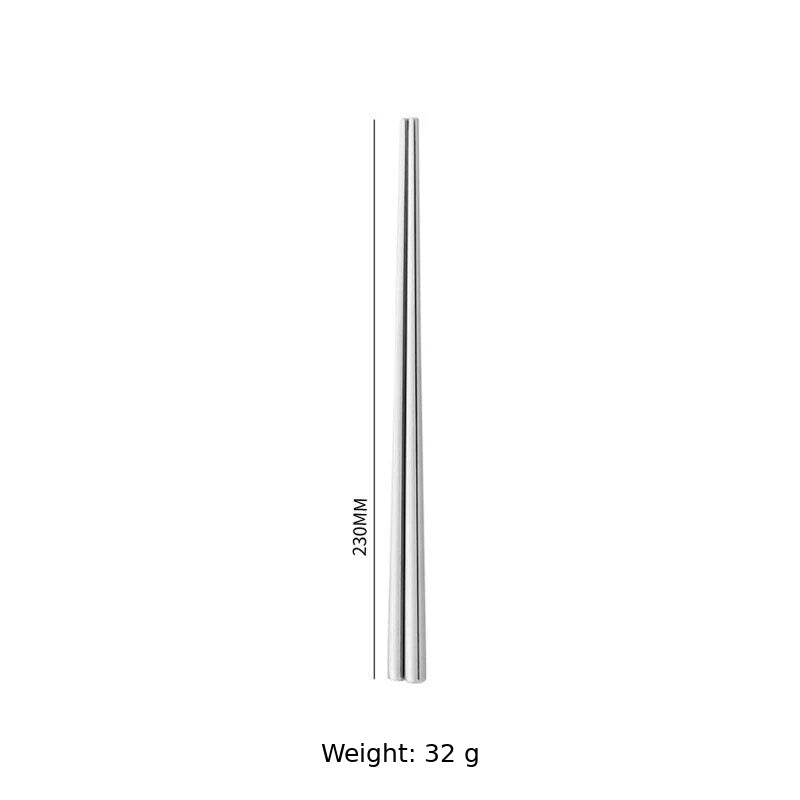 304 Stainless Steel Tapered Chopsticks, Mirror Polished Metal Dining Chopsticks