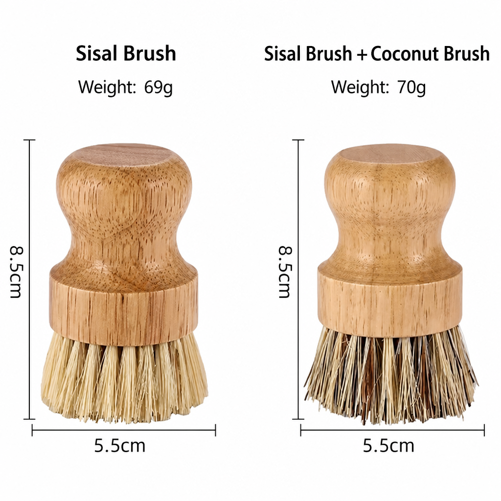 Wooden Palm Dish Brush – Natural Fiber Kitchen Scrubber