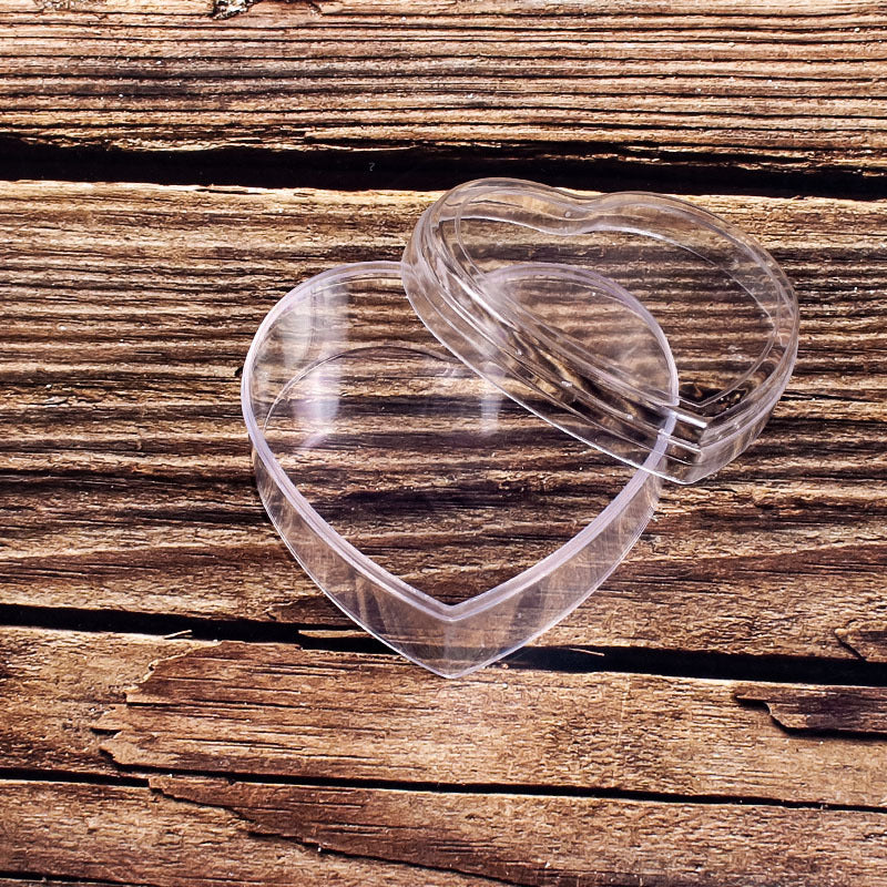 Clear Acrylic Heart-Shaped Storage Box with Lid, Small Plastic Container for Candy, Jewelry, DIY Crafts, and Gift Packaging