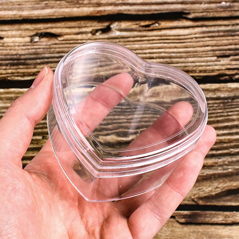 Clear Acrylic Heart-Shaped Storage Box with Lid, Small Plastic Container for Candy, Jewelry, DIY Crafts, and Gift Packaging