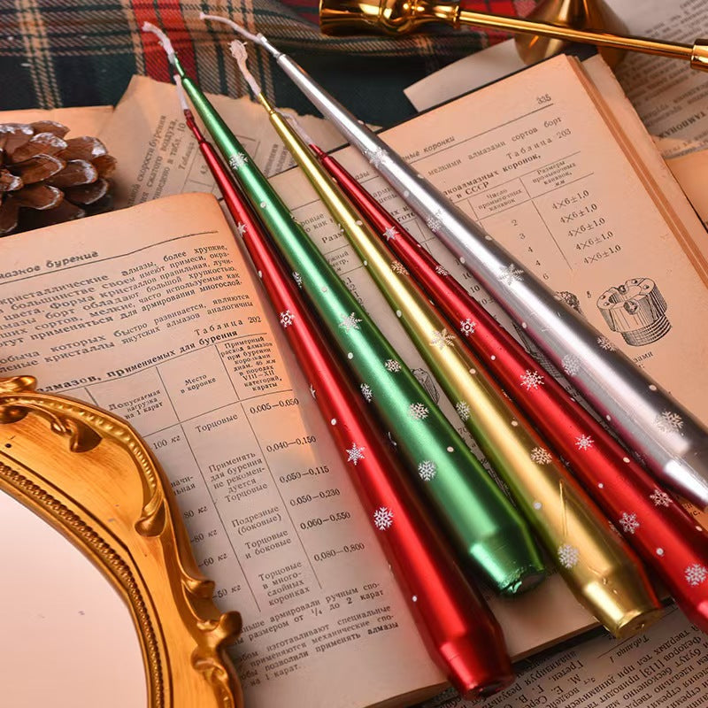 35cm Snowflake Taper Candle – Set of 2