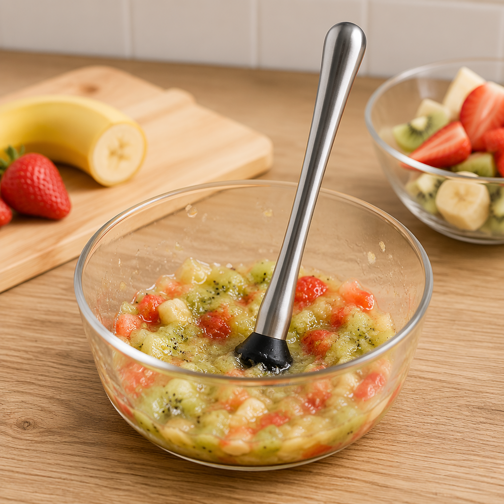 Stainless Steel Cocktail Muddler with Non-Slip PP Head, Ergonomic Slim Waist Fruit Muddler for Bar
