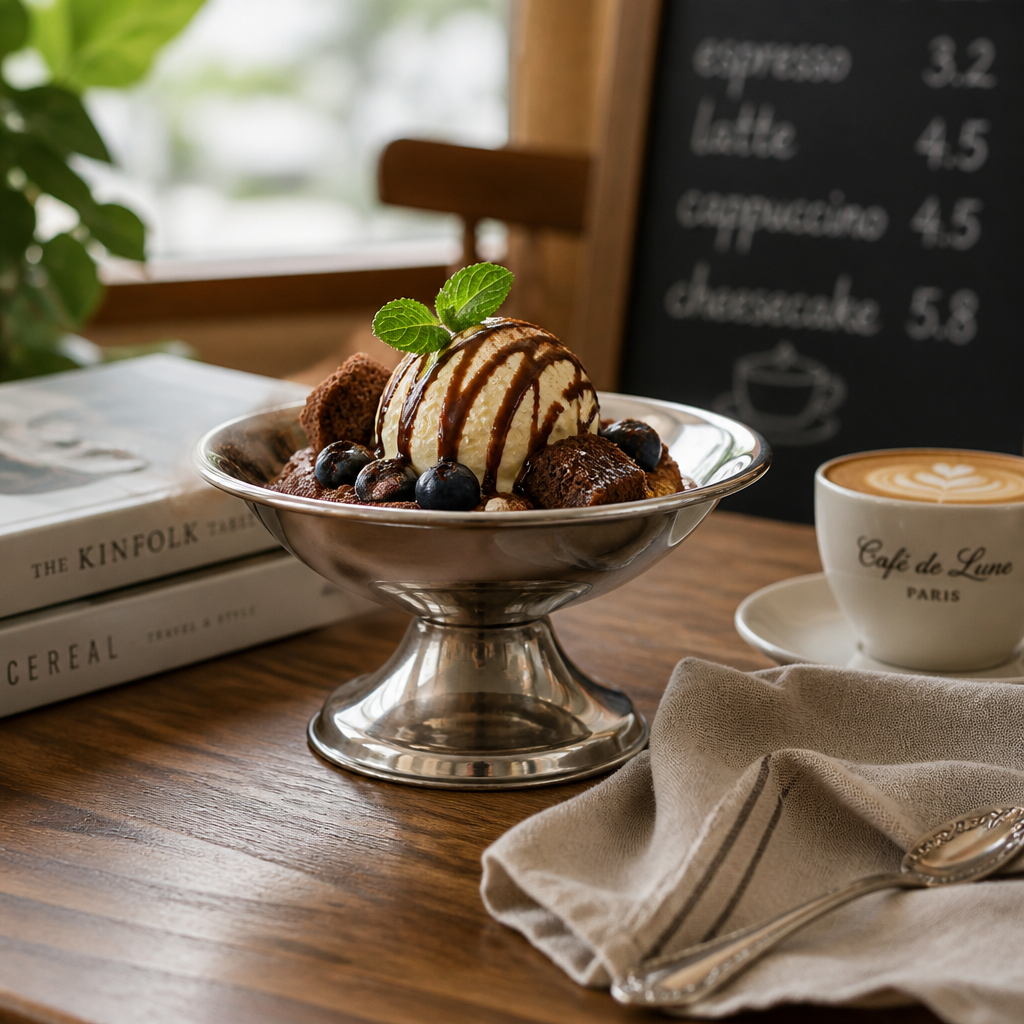 Stainless Steel Pedestal Dessert Cup, Round Footed Ice Cream Bowl for Bar and Cafe