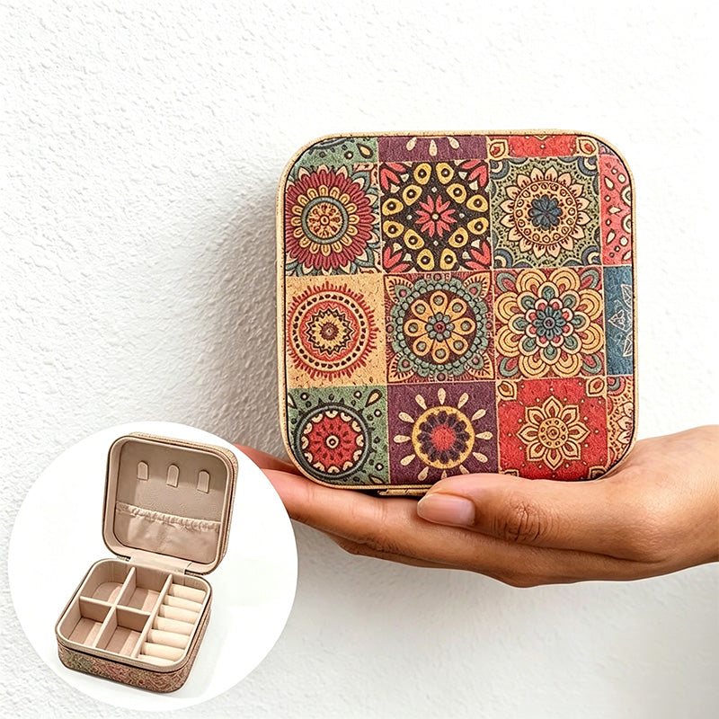Floral Jewelry Case – Vintage Travel Organizer for Rings, Necklaces & Accessories