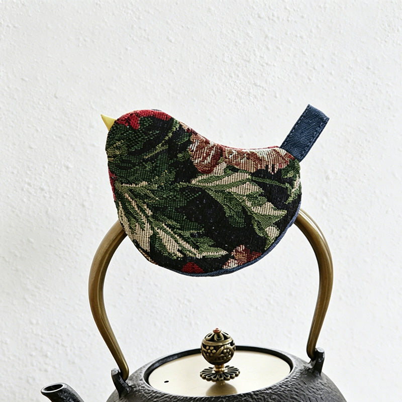 Bird Fabric Pot Handle Cover - Floral Padded Kitchen Handle Protector for Teapot & Pan