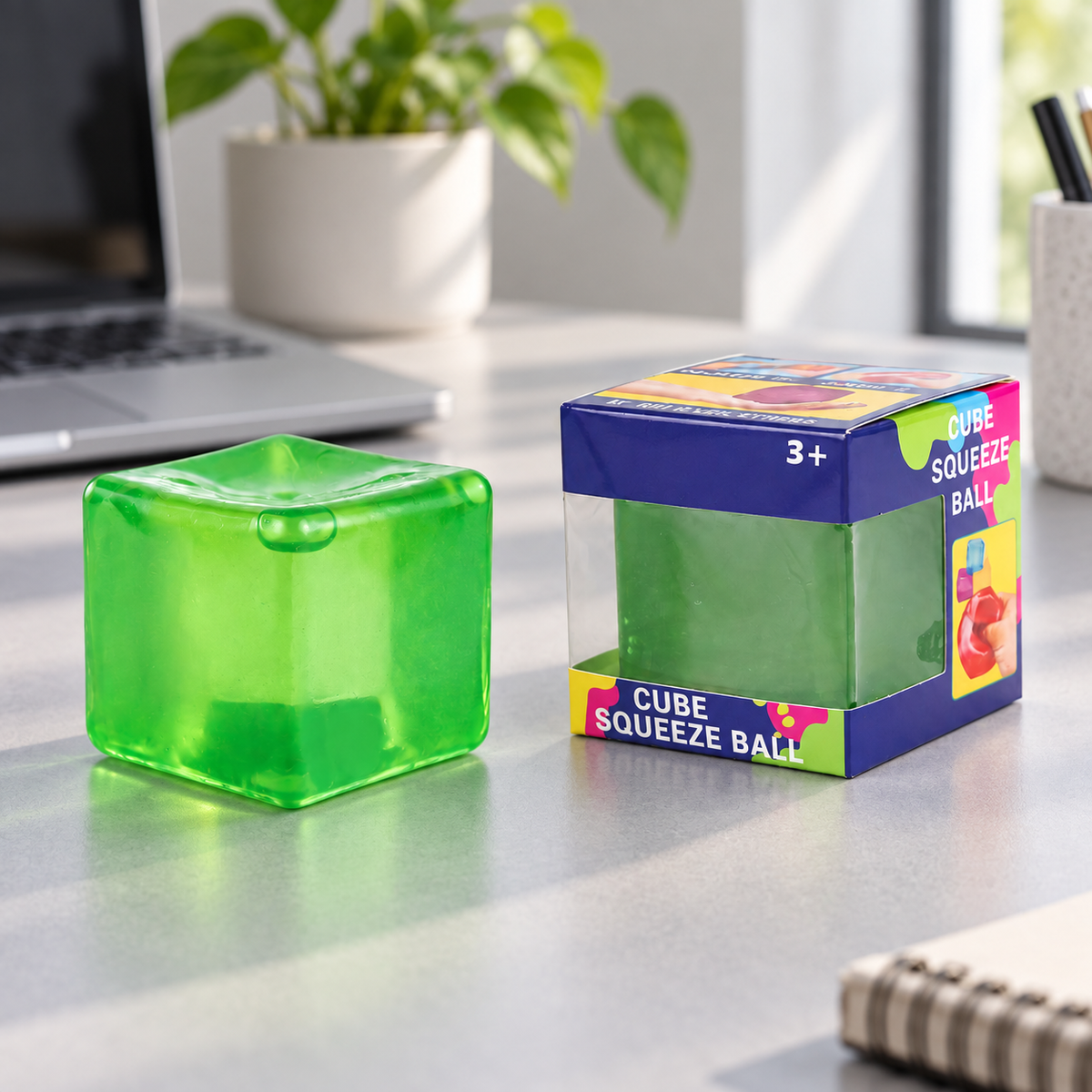 Colorful Cube Squeeze Ball – Soft Sensory Stress Relief Fidget Toy