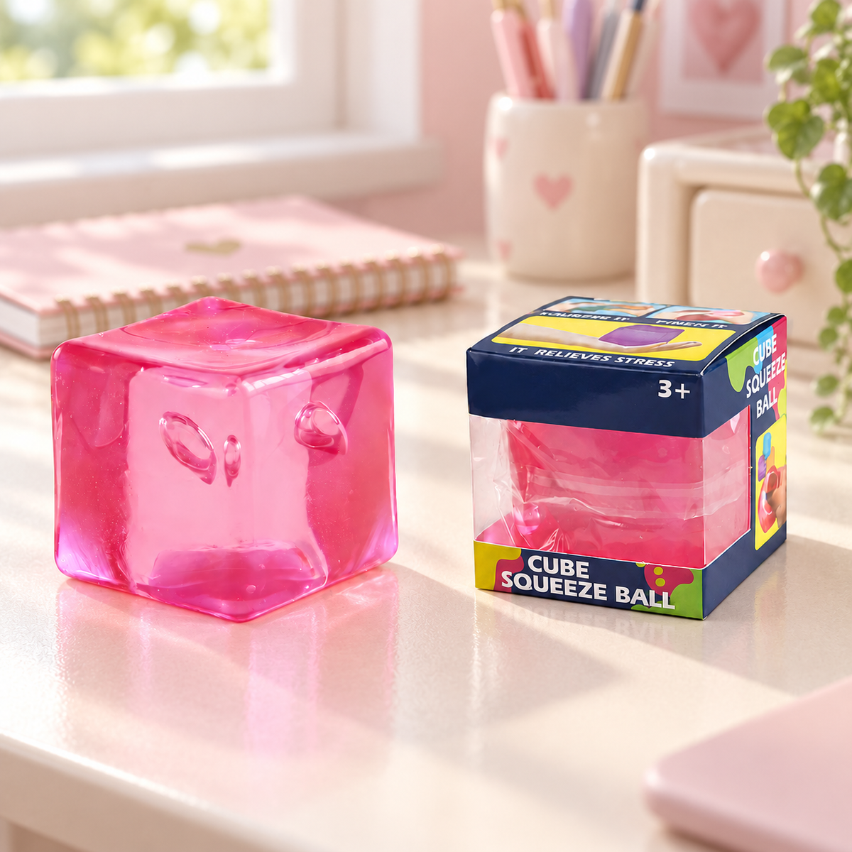 Colorful Cube Squeeze Ball – Soft Sensory Stress Relief Fidget Toy
