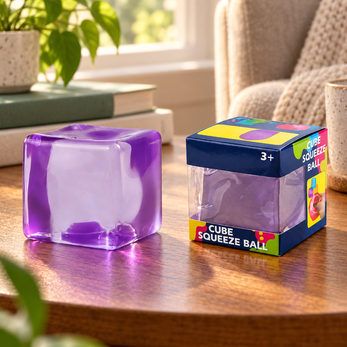 Colorful Cube Squeeze Ball – Soft Sensory Stress Relief Fidget Toy