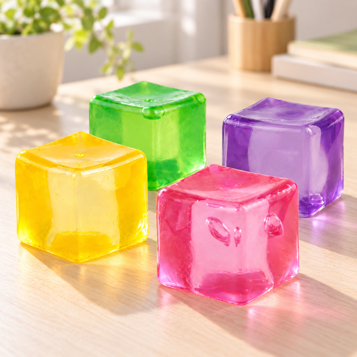 Colorful Cube Squeeze Ball – Soft Sensory Stress Relief Fidget Toy