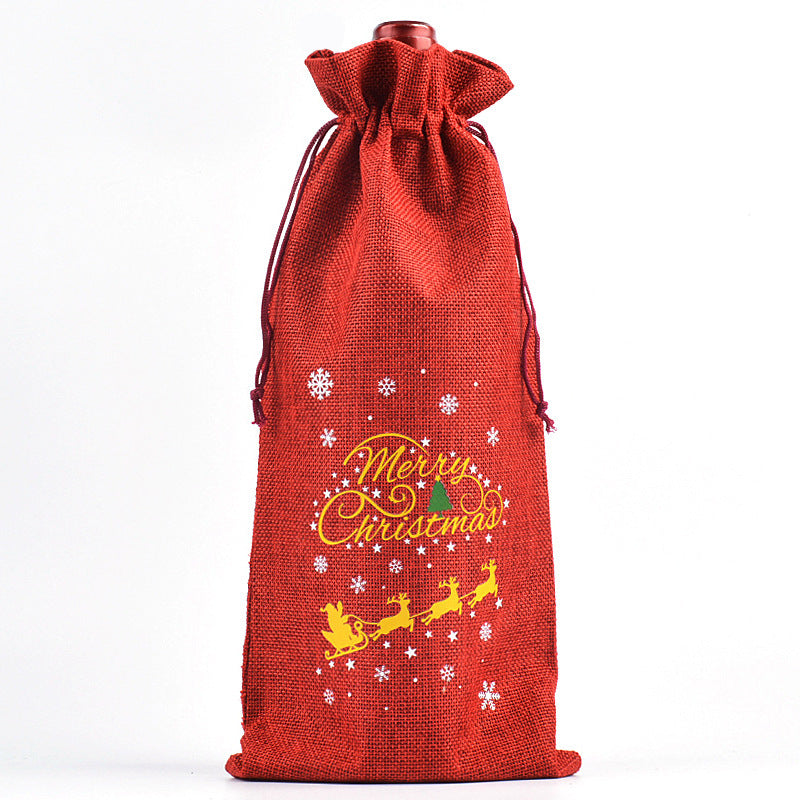 Christmas Wine Gift Bag – Drawstring Bottle Gift Sack for Wine & Champagne