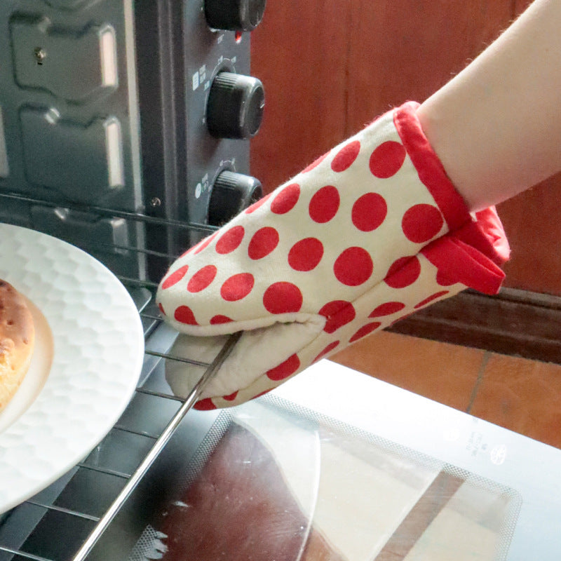 Polka Dot Oven Mitt, Heat Resistant Kitchen Glove