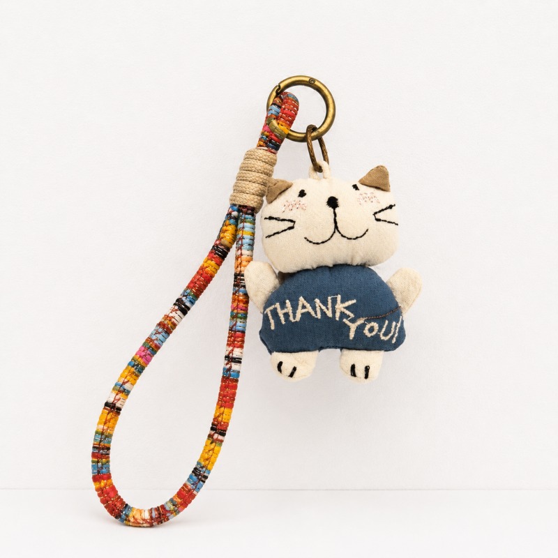 Handmade Boho Animal Doll – Woven Fabric Bag Charm