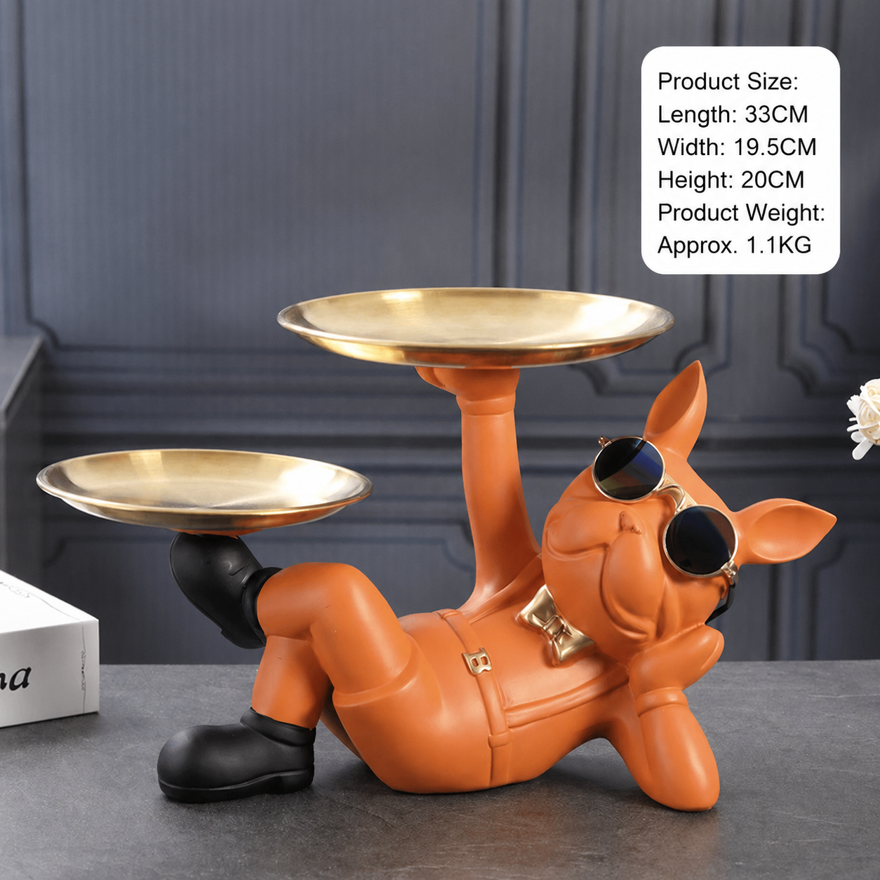 French Bulldog Key Holder Tray – Entryway Organizer Decorative Sculpture