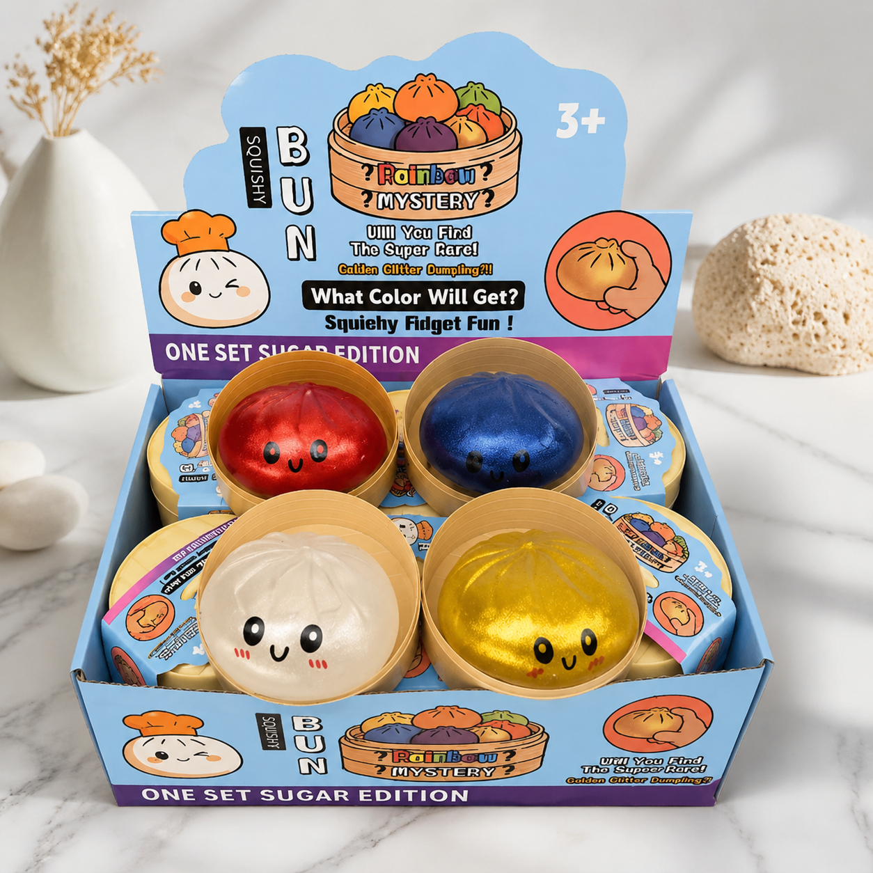 Smiley Bao Bun Squishy Toy – Jumbo Slow Rising Stress Relief Toy
