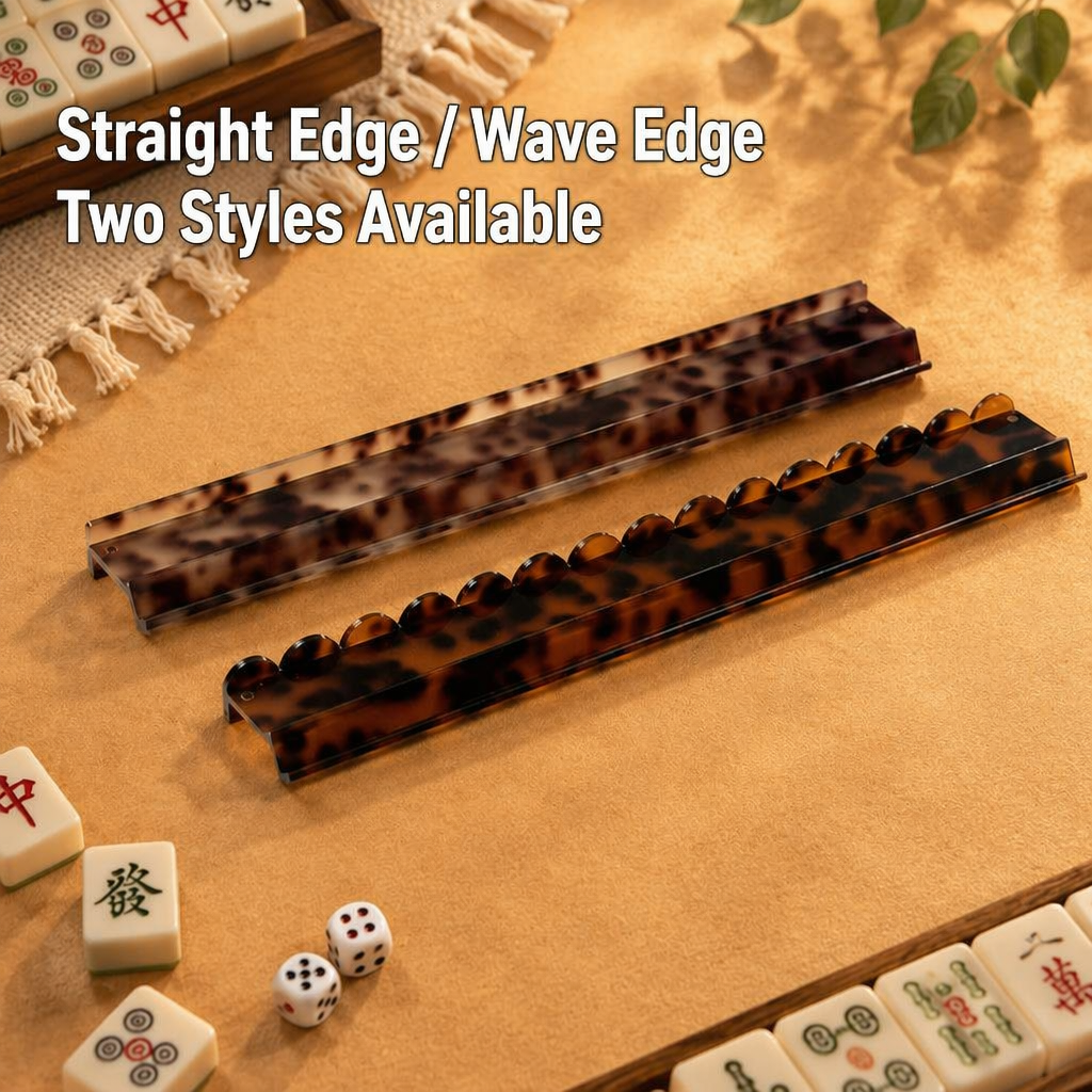 Acrylic Mahjong Push Rack – Tortoiseshell Style Tile Organizer for American Mahjong