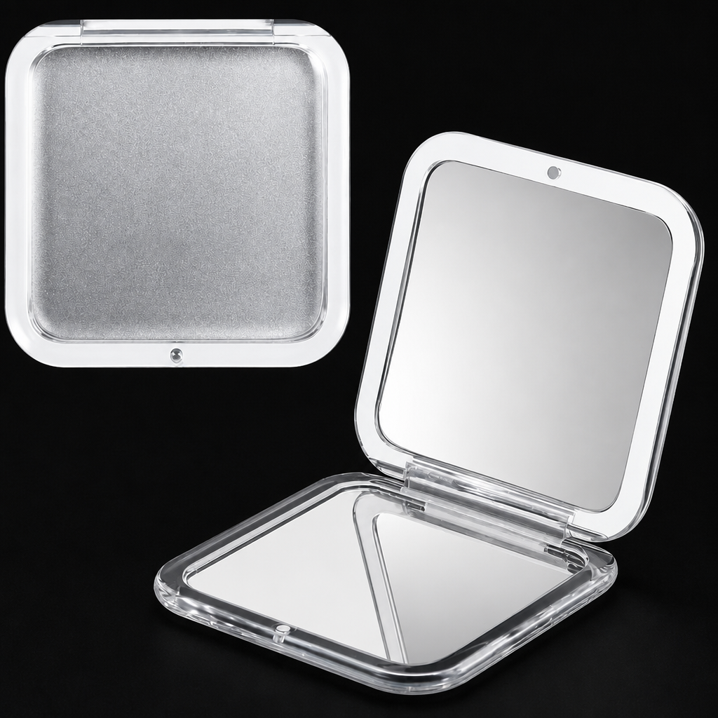 5X Magnifying Square Compact Mirror, Foldable Pocket Mirror with Acrylic Frame for Travel, Purse, and On-the-Go Makeup Touch-Ups