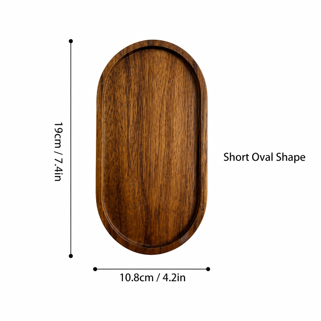 Acacia Wood Serving Tray, Oval Fruit Platter & Decorative Snack Board