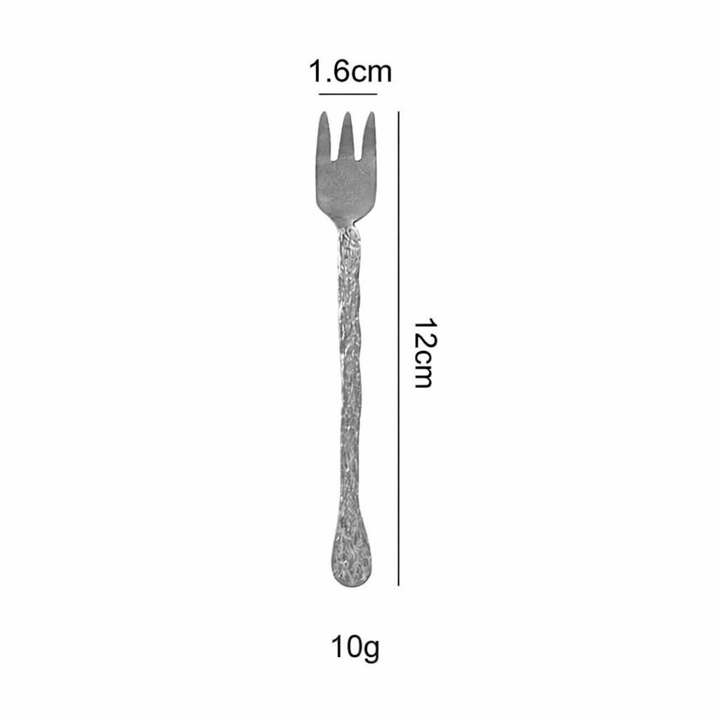 304 Stainless Steel Vintage Tree Bark Texture Flatware Set, Fruit Fork & Dessert Spoon Set for Pastry, Cake, Coffee, and Home Dining