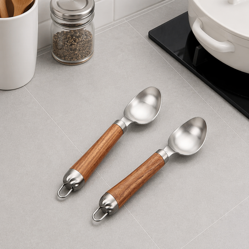 304 Stainless Steel Ice Cream Scoop with Trigger, Professional Frozen Dessert Scooper for Gelato, Sorbet, Cookie Dough, and Fruit Balls – Dishwasher Safe