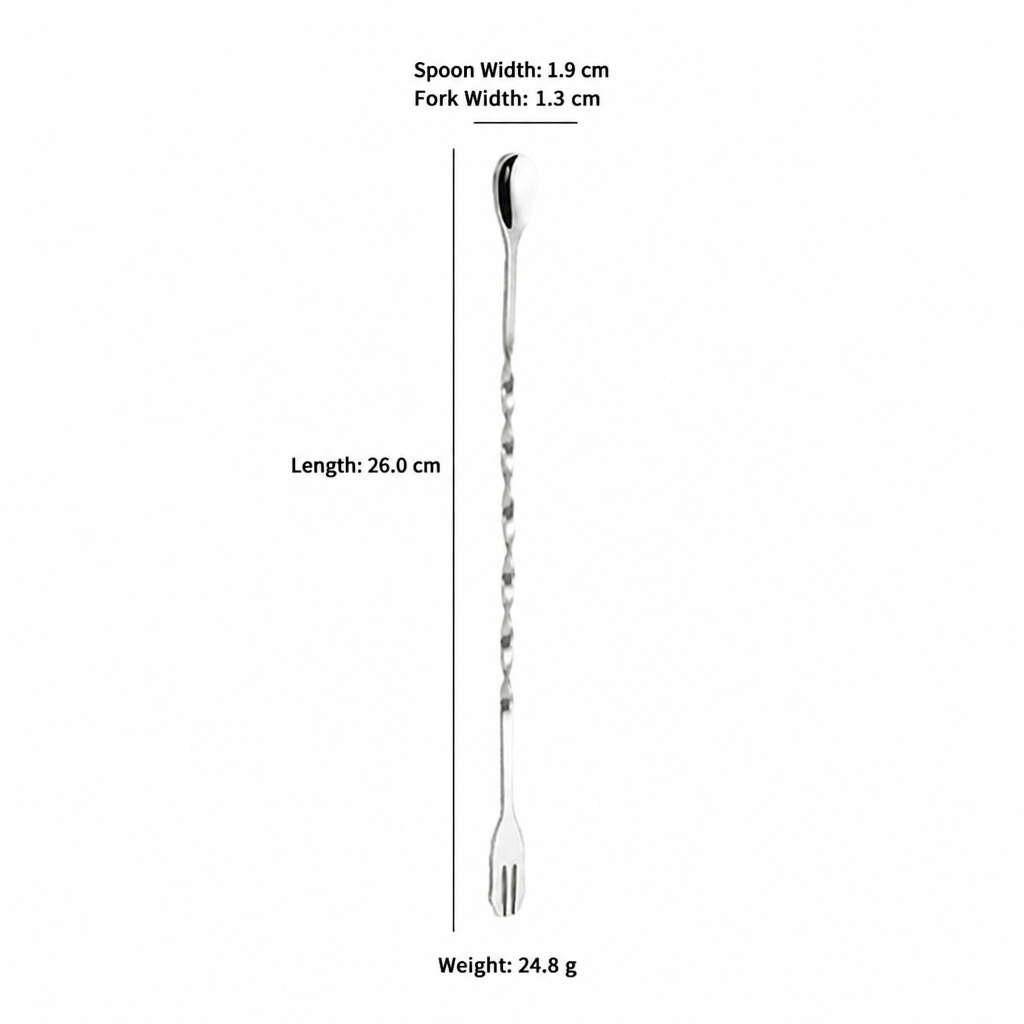 Stainless Steel Long Handle Bar Spoon, Double-Sided Mixing Spoon