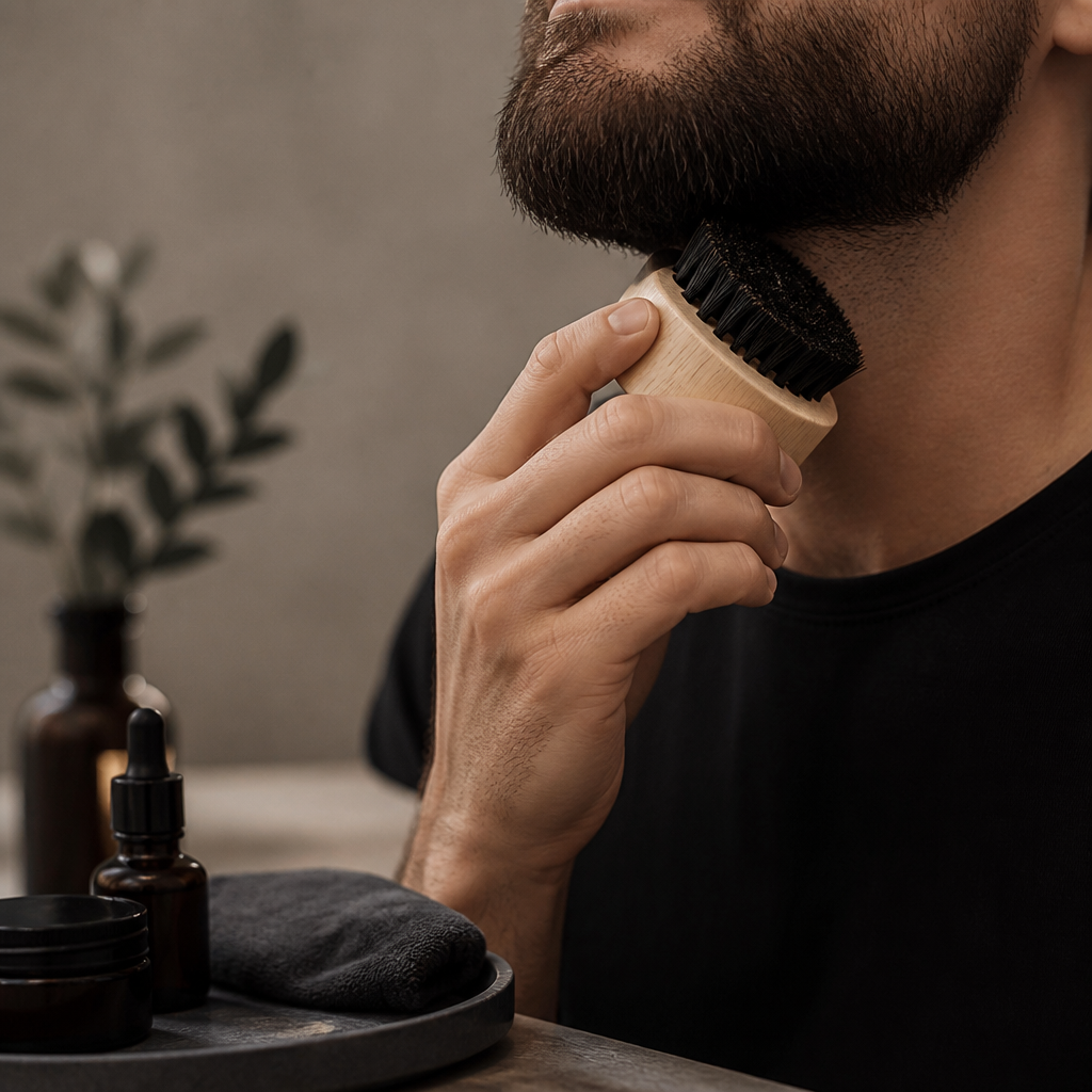 100% Boar Bristle Beard Brush, Natural Wooden Grooming Brush