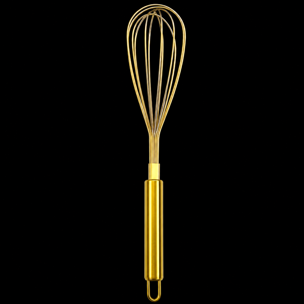 Gold Stainless Steel Balloon Whisk, Titanium Gold Plated Kitchen Wire Whisk