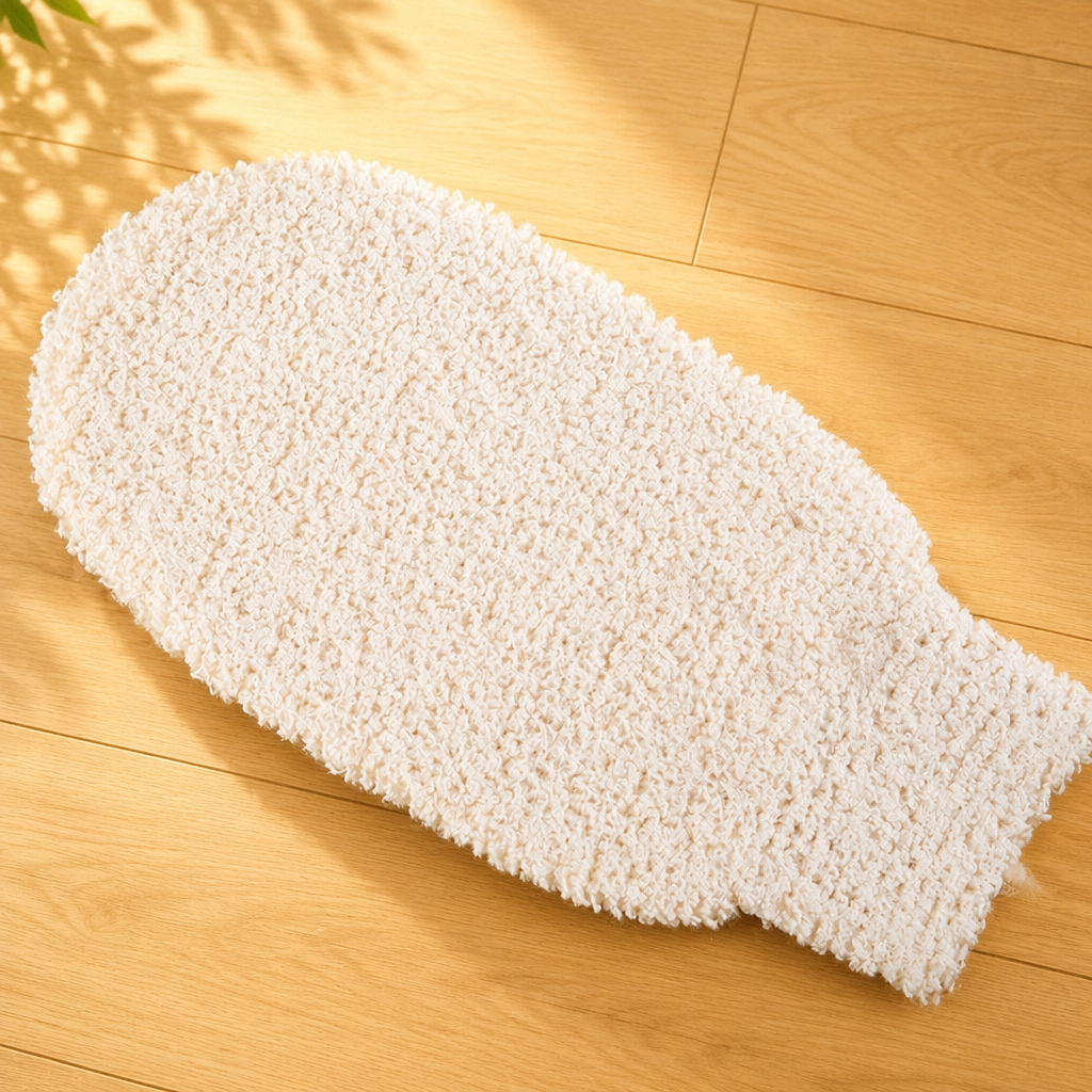 Bamboo Fiber Exfoliating Bath Gloves, 2-in-1 Shower Scrub Mitts with Soap Saver Pouch – Gentle Dead Skin Remover