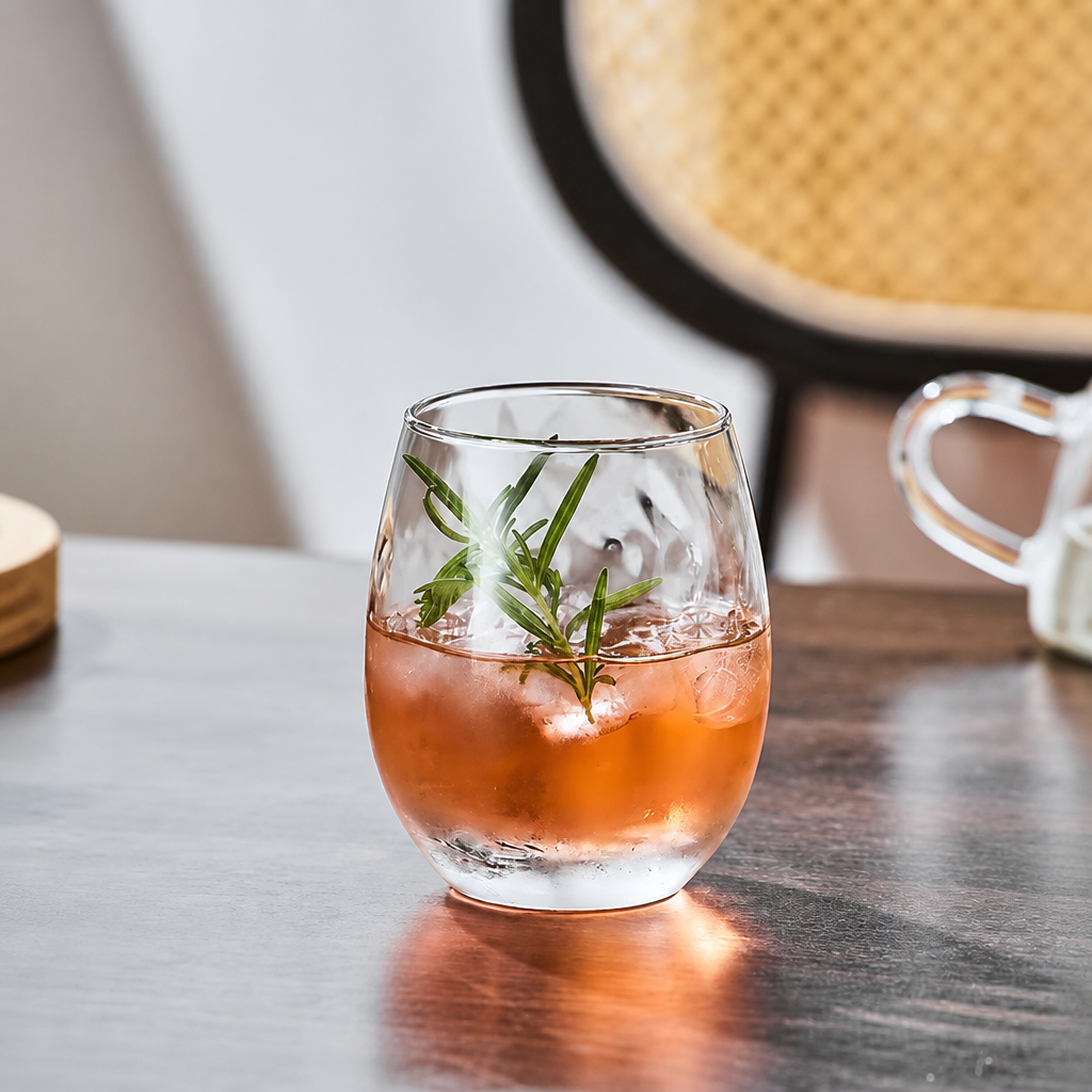 Crystal Clear Stemless Wine Glass – 416ml Modern Drinking Tumbler