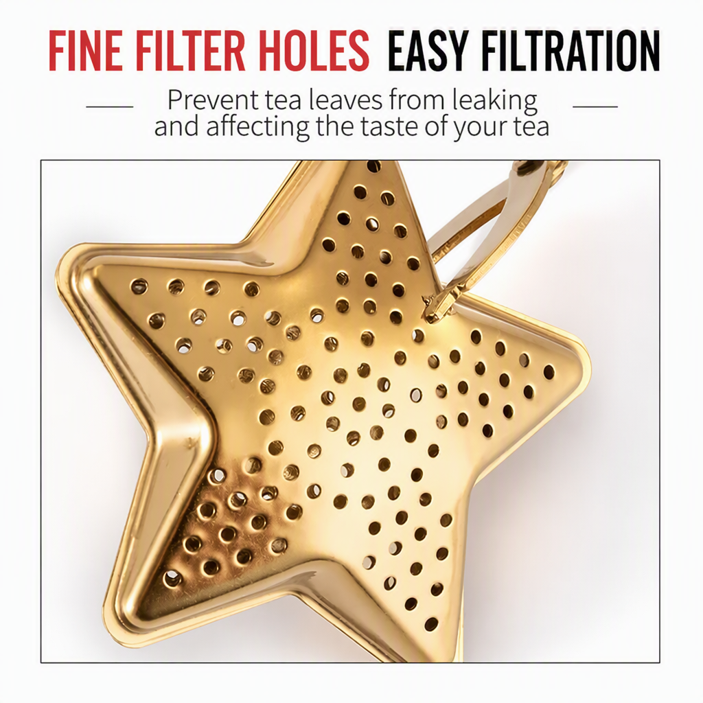Stainless Steel Tea Infuser – Reusable Mesh Tea Strainer with Handle, Shell / Star / Heart Shape