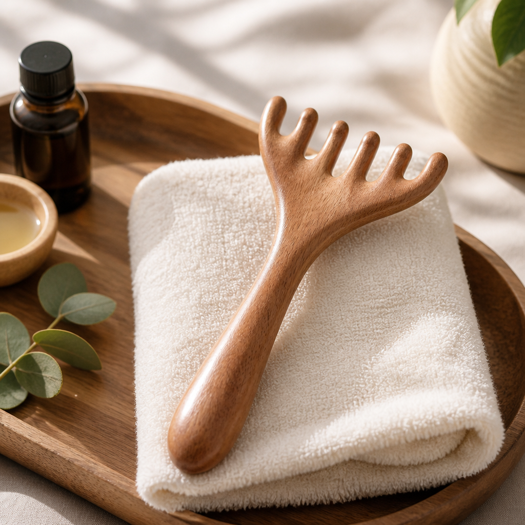 Wooden Scalp Massage Comb – Five-Claw Head Massager for Scalp Relaxation & Stress Relief