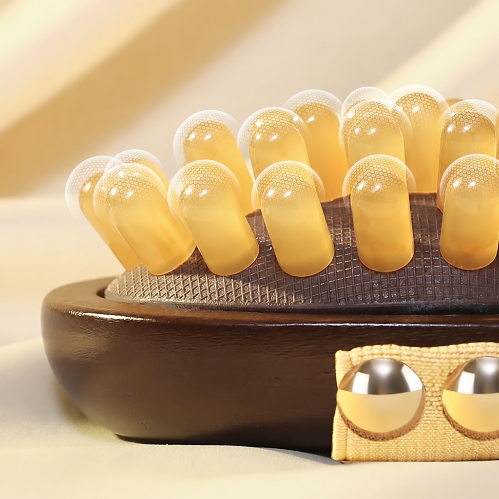 Horn Meridian Massage Brush – Golden Silk Sandalwood Body Massage Brush