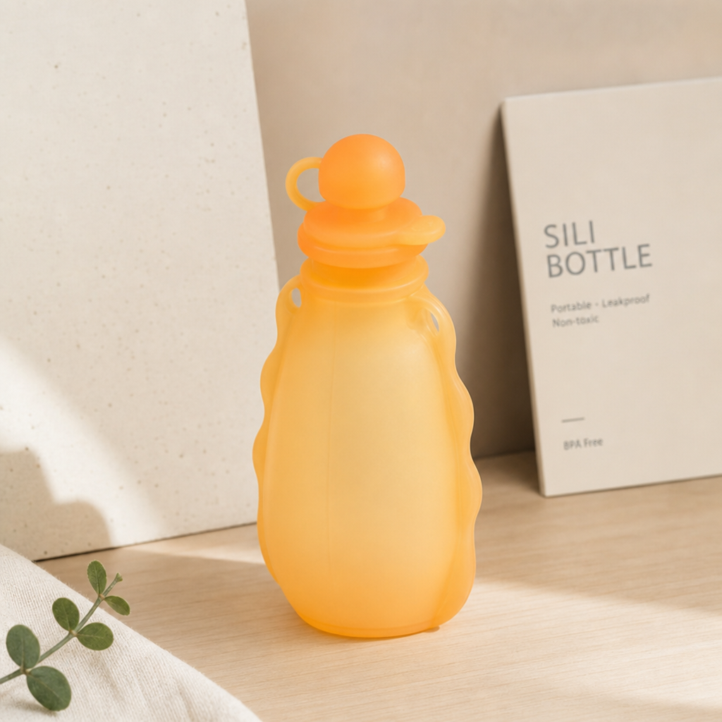 Silicone Baby Food Pouch Reusable Portable Milk Storage Bag Infant Feeding Squeeze Pouch for Baby Puree and Cereal
