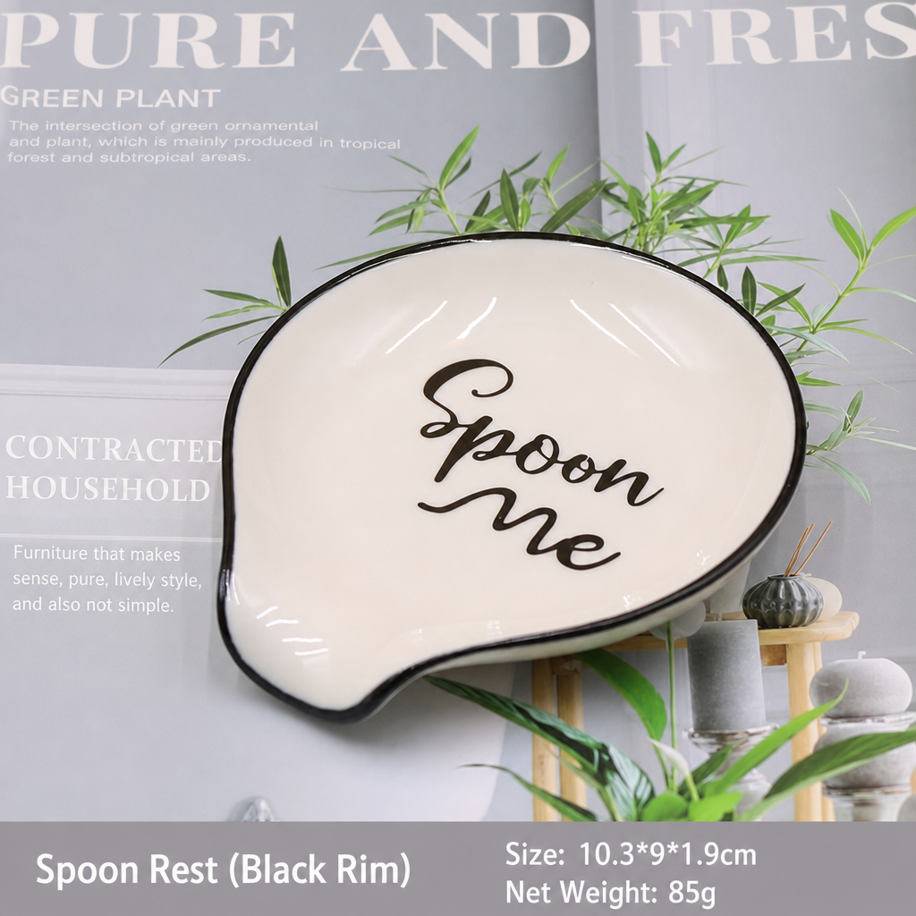 Ceramic Spoon Rest – Decorative Kitchen Utensil Holder & Countertop Spoon Tray