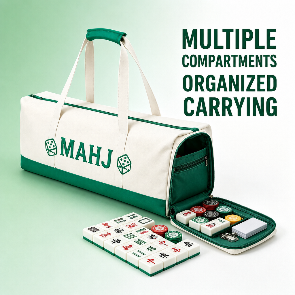 Portable Mahjong Storage Bag – Large Capacity Zipper Carrying Tote for Mahjong Tiles, Accessories, Travel, Game Night & Home Organization