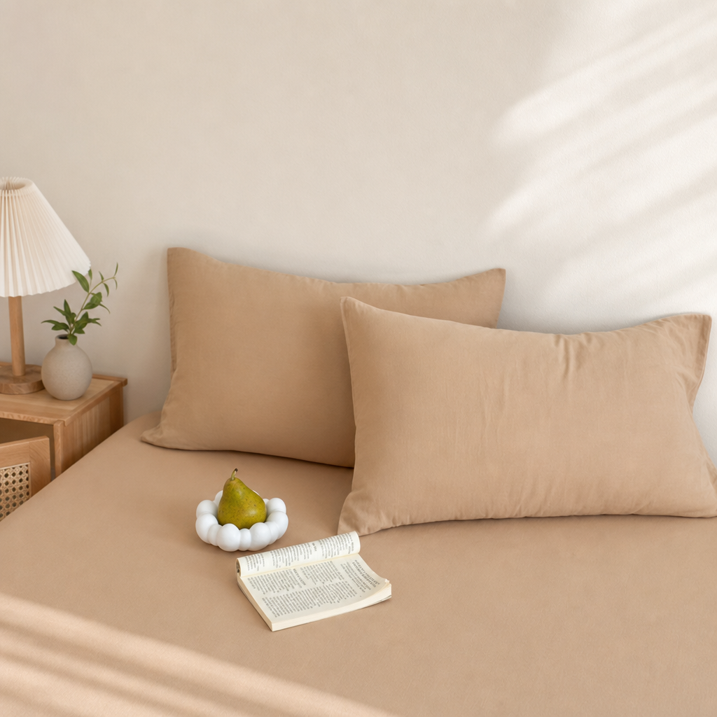 ashed Cotton Pillowcase – Soft Breathable Easy Care Pillow Cover