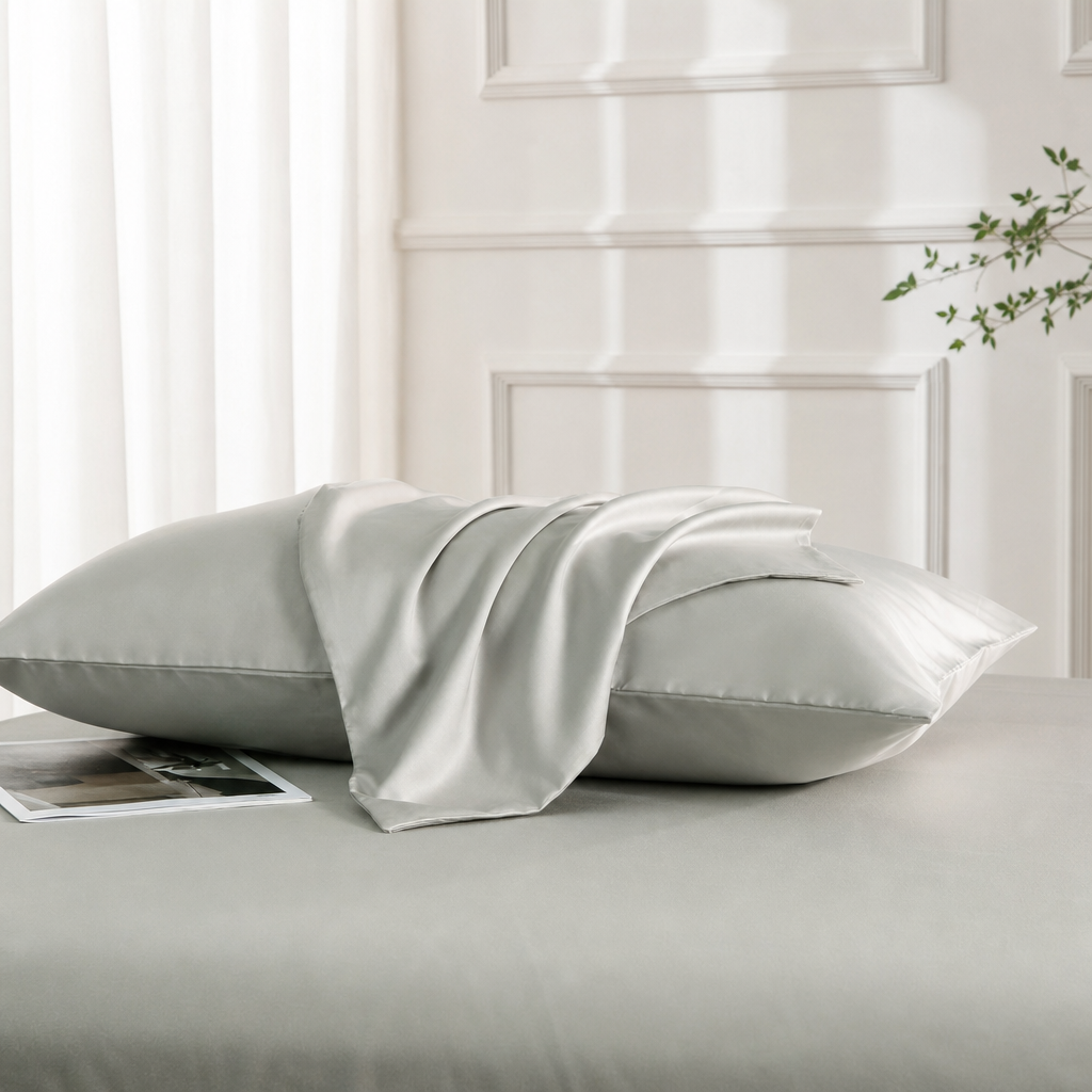 100% Long-Staple Cotton Sateen Pillowcase – 100s High-Count Solid Color Pillow Cover