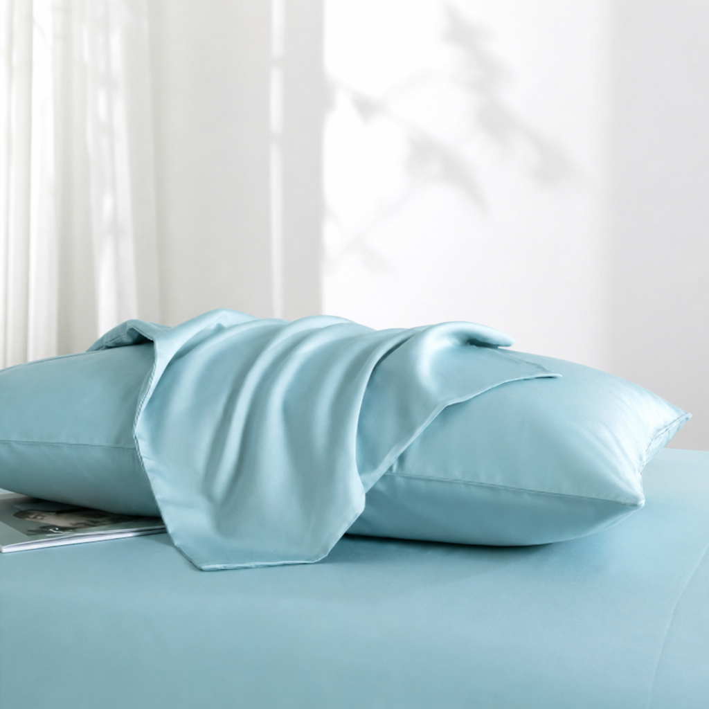 100% Long-Staple Cotton Sateen Pillowcase – 100s High-Count Solid Color Pillow Cover