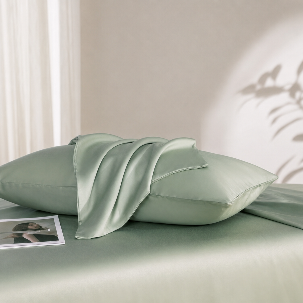 100% Long-Staple Cotton Sateen Pillowcase – 100s High-Count Solid Color Pillow Cover