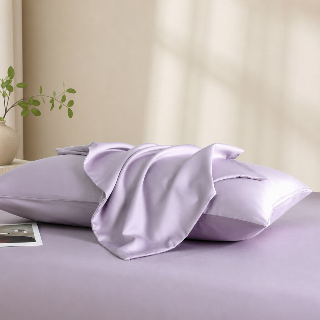 100% Long-Staple Cotton Sateen Pillowcase – 100s High-Count Solid Color Pillow Cover