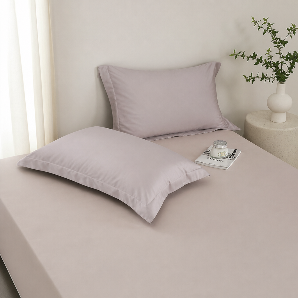 100% Long-Staple Cotton Pillowcase – Soft Breathable Solid Color Pillow Cover